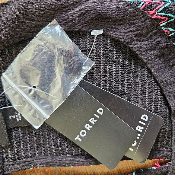 Torrid Black Smocked Babydoll Halter Top Women's 2X Dark Cottagecore Flattering - Picture 8 of 10